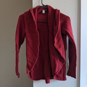 Red Women's Cardigan Sweater with Sewn Details